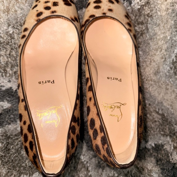 Christian Louboutin Leopard Wedges with Red Soles - Picture 6 of 8